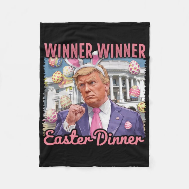Vinnare Vinnare Påskmiddag President Trump Glad  Fleecefilt (Framsidan)