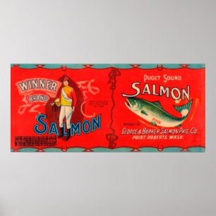 Vinnaren brännmärker laxetiketten poster