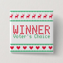 Vinnaren knäppas för Tacky tröjaparty Knapp