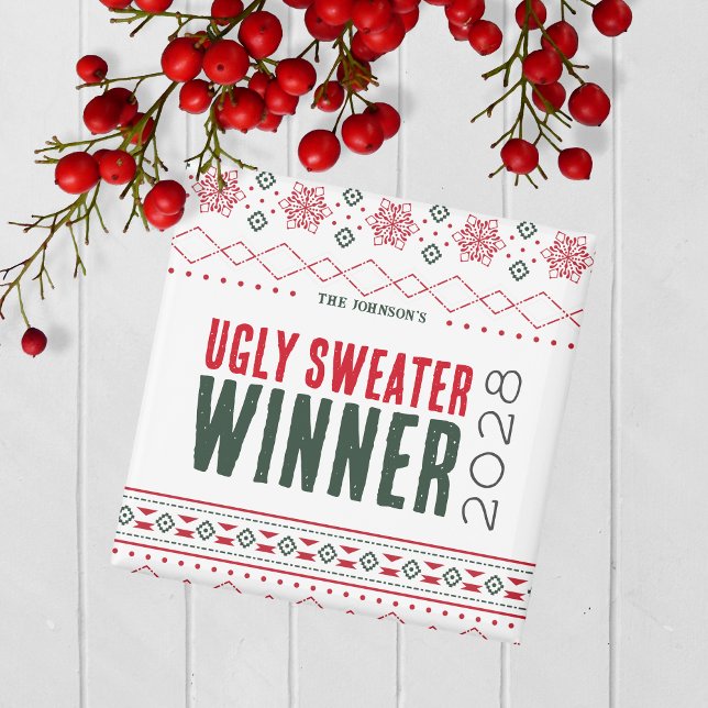 Vinnerpriset för Tävling, Uganda Magnet (Ugly Christmas Sweater Holiday Competition Contest Prize Magnet for the Winner )