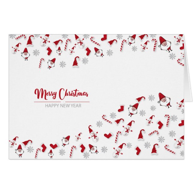 Vinning God jul Rosa White Snowflake Hälsningskort (Framsidan Horizontal)