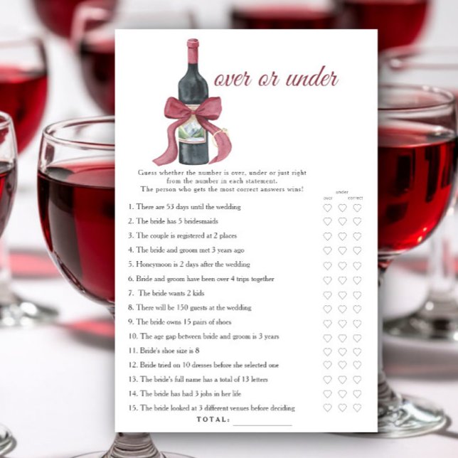 Vino before Vows Bridal shower Over or under game (Skapare uppladdad)