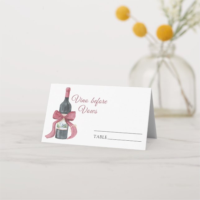 Vino before Vows Bridal shower - wedding place Placeringskort (Framsida)