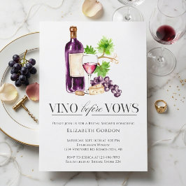 Vino Before Vows Bröllopsdusch Vattenfärg Vin Inbjudningar