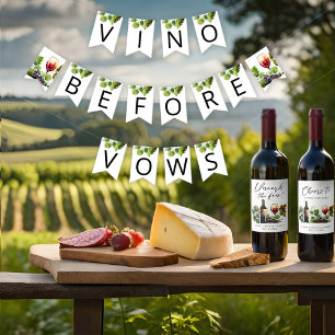 Vino Before Vows Bröllopsdusch Vimplar