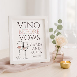 Vino Before Vows Doodle Cards Gifts Bridal Shower Poster