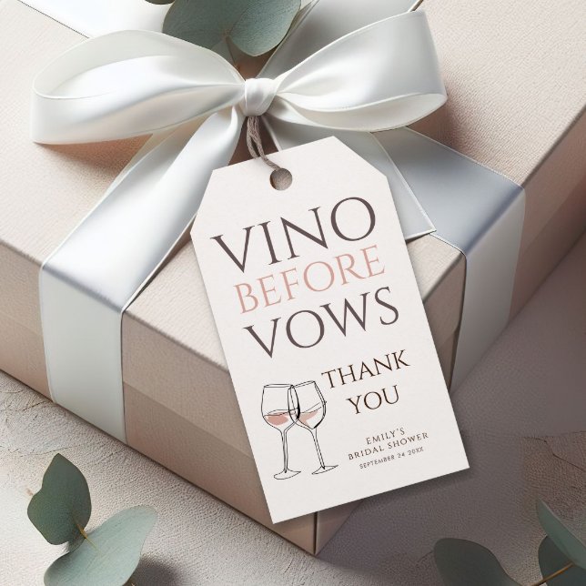 Vino Before Vows Doodle Wine Thanks Bridal Shower Presentetikett (Skapare uppladdad)