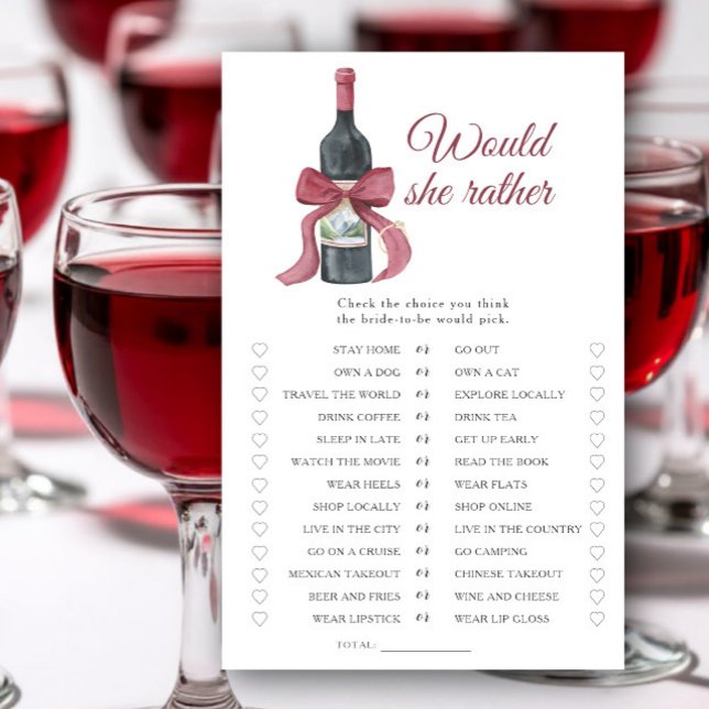 Vino Bridal shower Would she rather game (Skapare uppladdad)