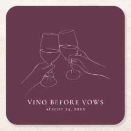 Vino före bröllop Chic vin Bröllopsdusch Underlägg Papper Kvadrat