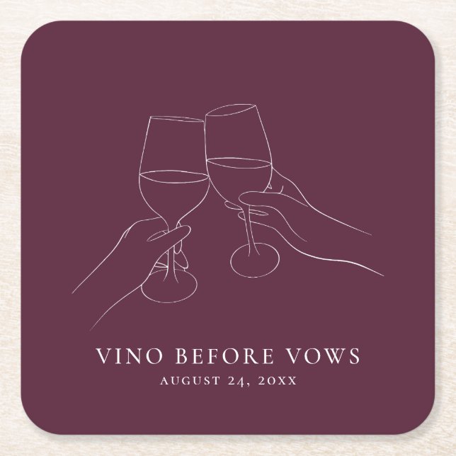 Vino före bröllop Chic vin Bröllopsdusch Underlägg Papper Kvadrat (Framsidan)