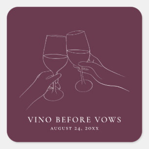 Vino före bröllop Chic vin bröllopsfest Fyrkantigt Klistermärke