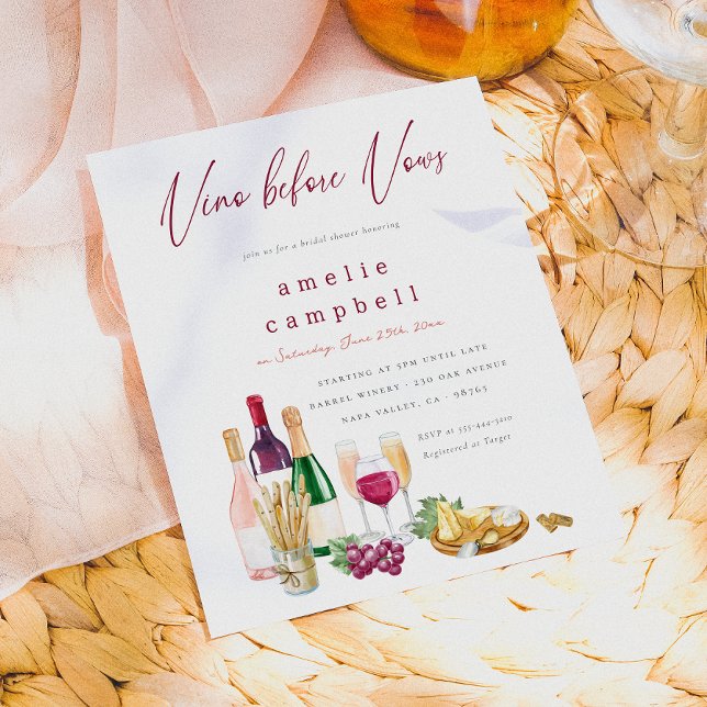 Vino före bröllopslöften Bröllopsdusch för budget  (Card Front Mock-up)