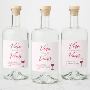 Vino före bröllopslöften Bröllopsfest/Bachelorette Spritflaskor Etikett