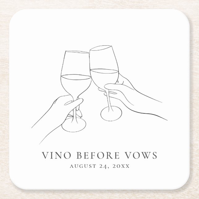 Vino före bröllopslöften Chic vin bröllopsdusch Underlägg Papper Kvadrat (Framsidan)