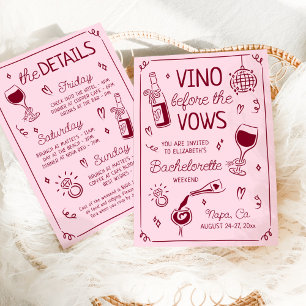 Vino före bröllopslöftet Rosa & Vin Röda Möhippa Inbjudningar