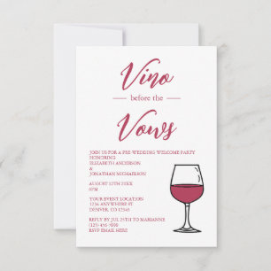 Vino före bröllopslöftet välkomstfest inför bröllo inbjudningar