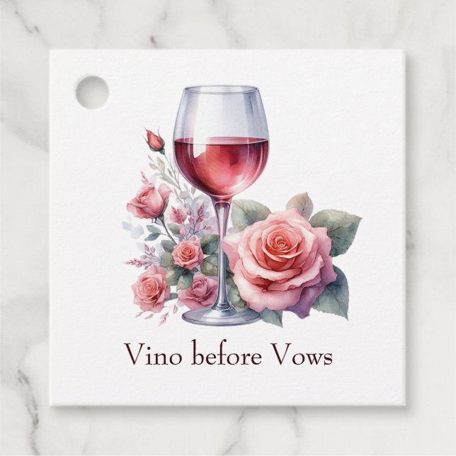 Vino före löften Blommig bröllopsdusch för vin Gåvor Etiketter (Framsida)