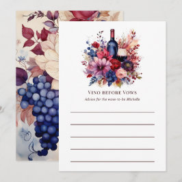 Vino före löften Blommig vin Bröllopsdusch Rådkort