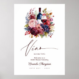 Vino före löften Blommig vin Bröllopsdusch Välkomm Poster
