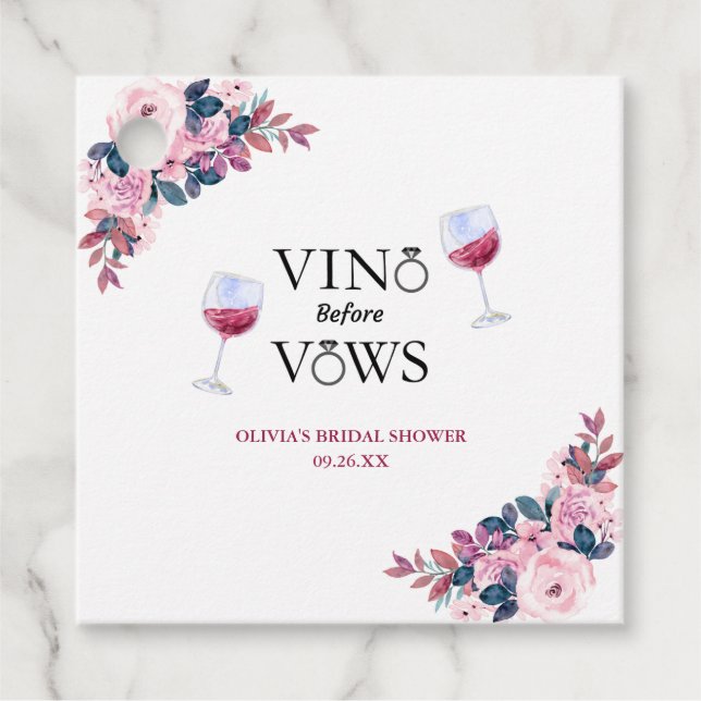 Vino före löften Blommig vinträff Bröllopsdusch Gåvor Etiketter (Framsida)