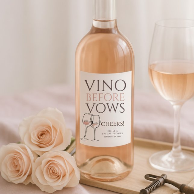 Vino före löften Doodle Vin Skål Bröllopsfest Vinflaska Etikett (Skapare uppladdad)