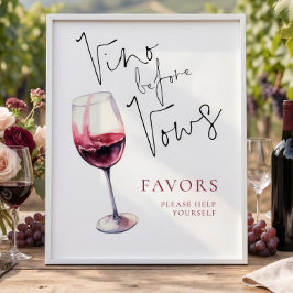 Vino före löften Förmånsskylt för bröllopsfest Poster