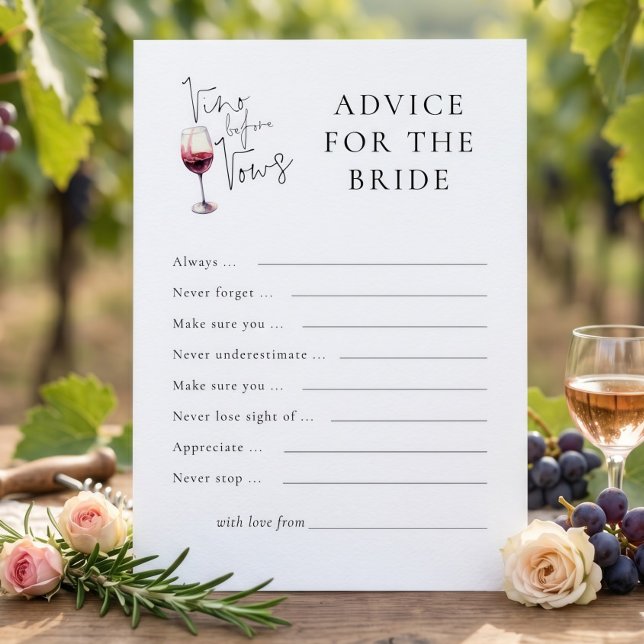 Vino före löften Råd Brud Bröllopsfest kort (Skapare uppladdad)