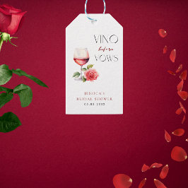 Vino före löften Rosa vin tema Bröllopsdusch Presentetikett