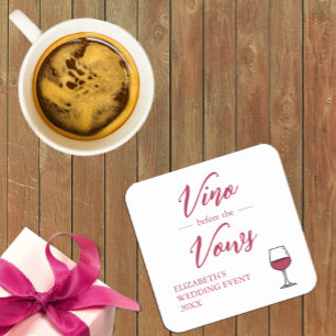 Vino före Möhippan Vows/Bachelorette Underlägg Papper Kvadrat