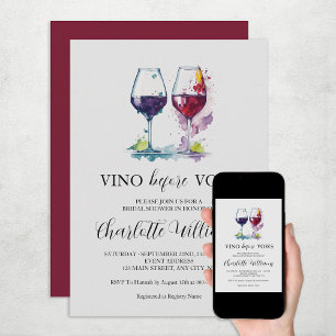 Vino före Möhippan Vows Watercolor Inbjudningar