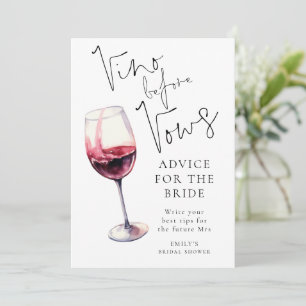 Vino före Vows Advice Möhippa Game Card Inbjudningar