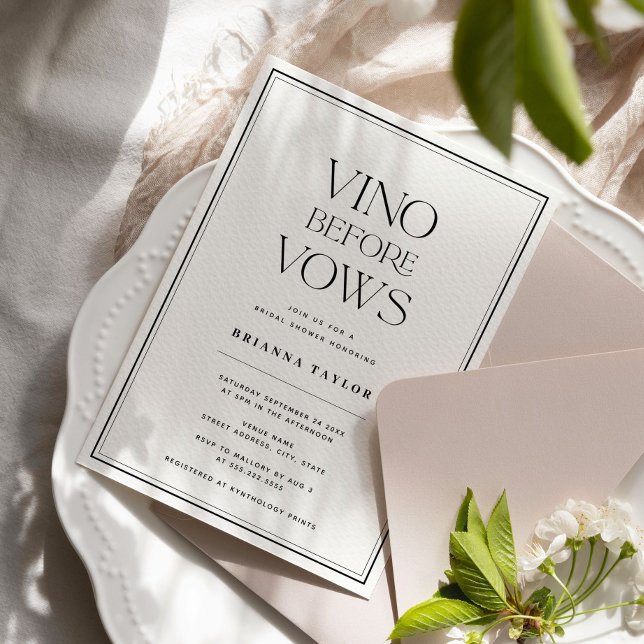 Vino före Vows Black & White-Möhippa Inbjudningar (Skapare uppladdad)