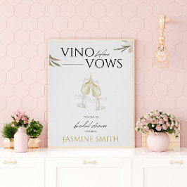 Vino före Vows Blommig Bröllopsfest-välkomstskylt Poster