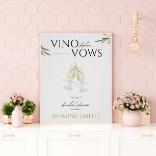 Vino före Vows Blommig Bröllopsfest-välkomstskylt Poster