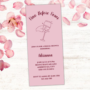 Vino Före Vows-Elegant  Rosa Möhippa Inbjudningar