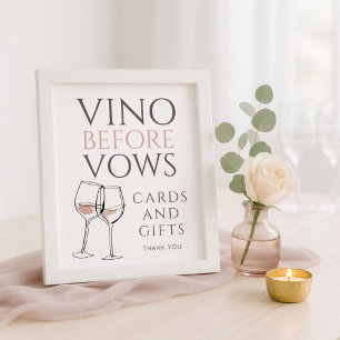 Vino före vows klotterkort gåvor Bröllopsdusch Poster