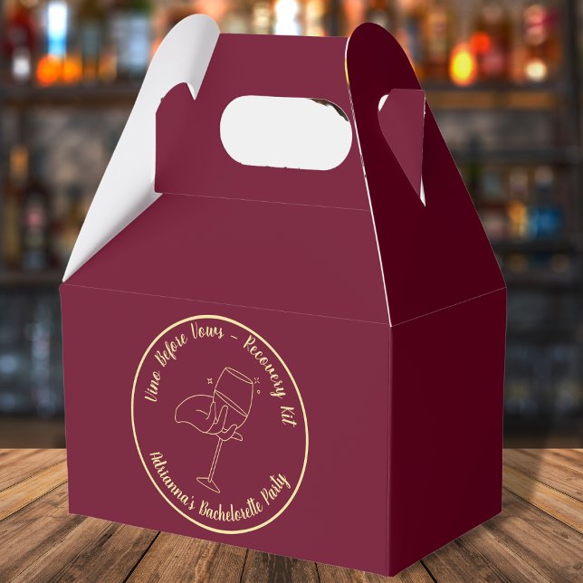 Vino Före Vows Recovery Kit Bachelorette Presentaskar (wino before vows bachelorette recovery kit burgundy and golden elegant wine bachelorette)