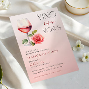 Vino före Vows Rosa Vin Tema Möhippa Inbjudningar