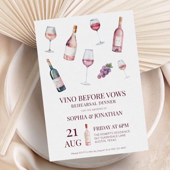 Vino före Vows-Trendiget Modern repetitionsmiddag Inbjudningar (Skapare uppladdad)