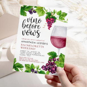 Vino Före Vows Vin Bachelorette Party Inbjudningar