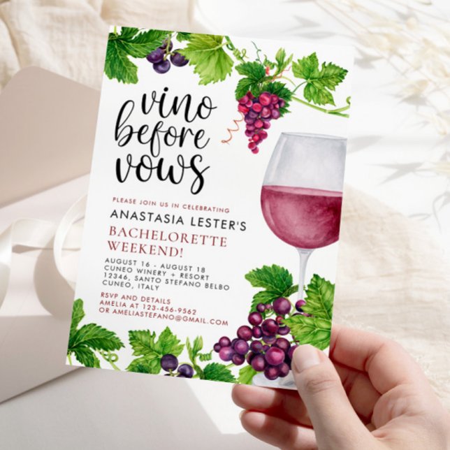Vino Före Vows Vin Bachelorette Party Inbjudningar (Skapare uppladdad)