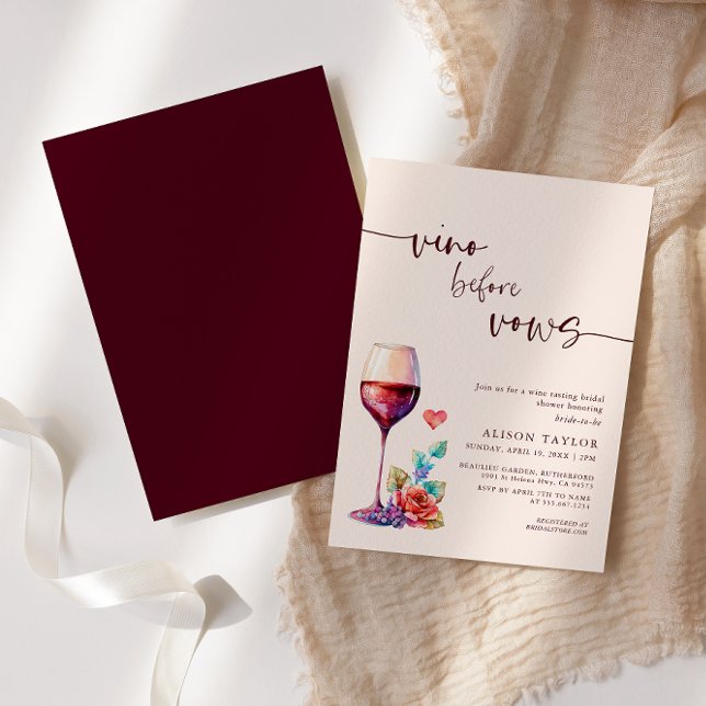 Vino Före Vows Vin Möhippa Burgundy Inbjudningar (Skapare uppladdad)