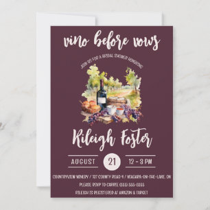 Vino Före vows, Vin, Picnic, Möhippa Inbjudningar