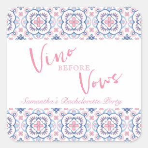 Vino Före Vows Vin Tasting Bachelorette Fyrkantigt Klistermärke