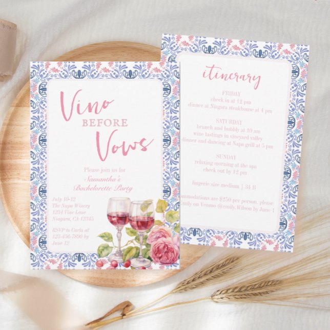 Vino Före Vows Vin Tasting Bachelorette Inbjudningar (Skapare uppladdad)