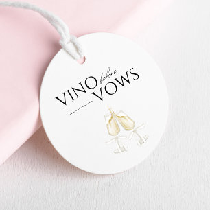 Vino före Vows Vit Blommig Bröllopsdusch Gåvor Etiketter