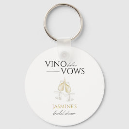 Vino före Vows Vit Blommig Bröllopsfest Förmån Nyckelring