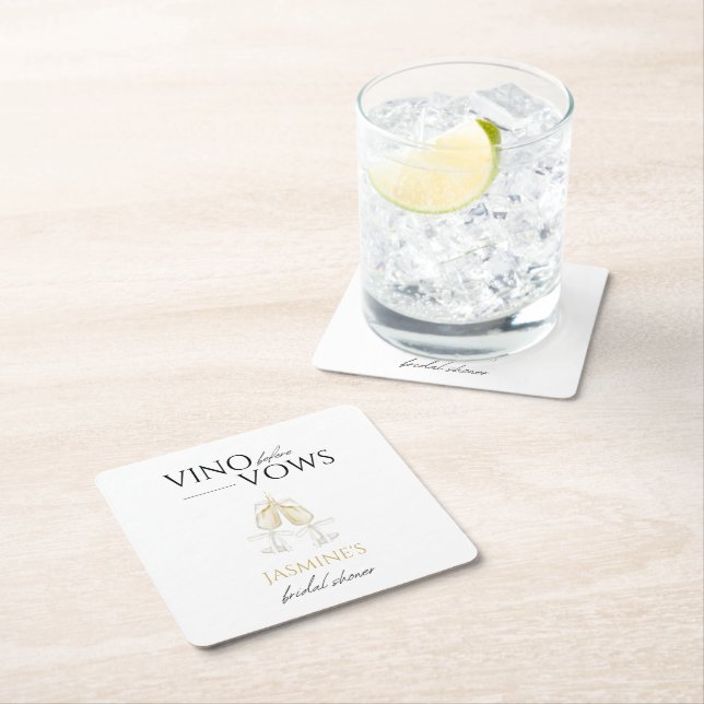 Vino före Vows White Blommigt Möhippa Underlägg Papper Kvadrat (Insitu)