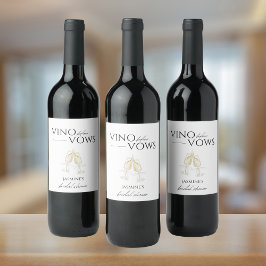 Vino före Vows White Blommigt Möhippa Vinflaska Etikett