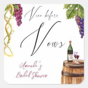 Vino före Vows Winery Möhippa Decor Fyrkantigt Klistermärke